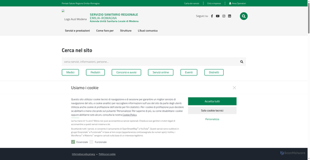 Security scan screenshot of https://www.ausl.mo.it/
