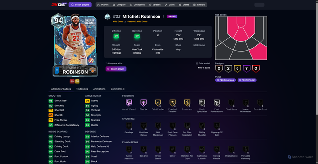 Security scan screenshot of https://2kdb.net/player/2661659