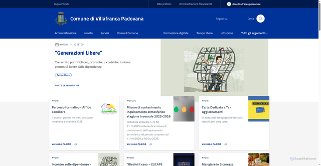 Security scan screenshot of https://www.comune.villafranca.pd.it/