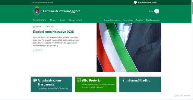 Security scan screenshot of https://comune.pozzomaggiore.ss.it/