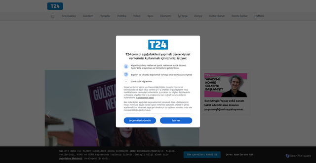 Security scan screenshot of https://t24.com.tr