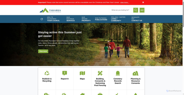 Security scan screenshot of https://www.tararuadc.govt.nz/
