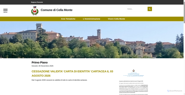 Security scan screenshot of https://www.comune.cellamonte.al.it/