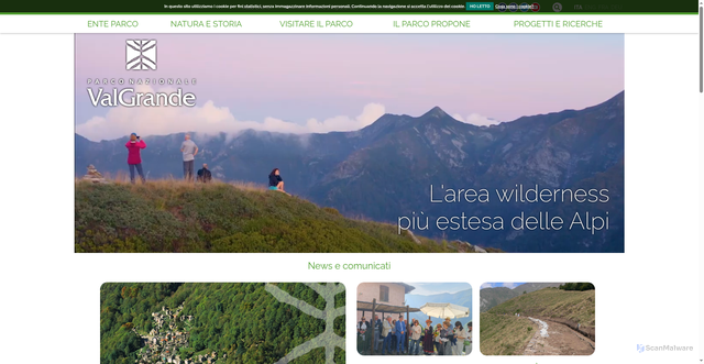 Security scan screenshot of https://www.parcovalgrande.it