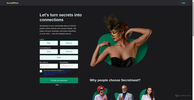 Security scan screenshot of https://secretmeet.com
