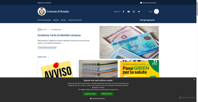Security scan screenshot of https://www.comune.rosate.mi.it