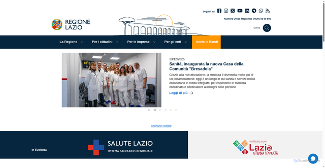 Security scan screenshot of https://www.regione.lazio.it/