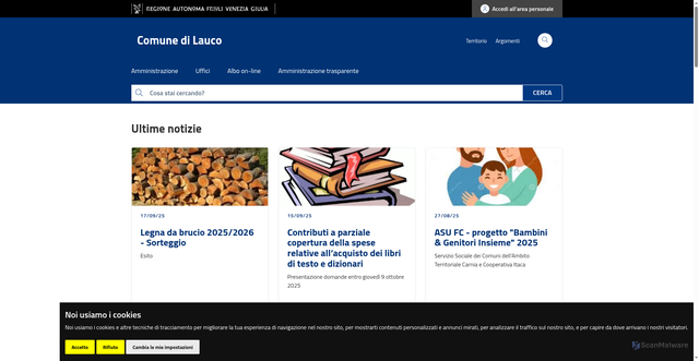 Security scan screenshot of https://www.comune.lauco.ud.it/