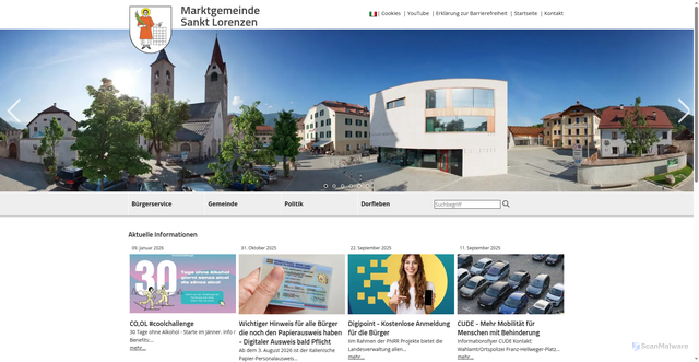 Security scan screenshot of https://www.comune.sanlorenzodisebato.bz.it/de