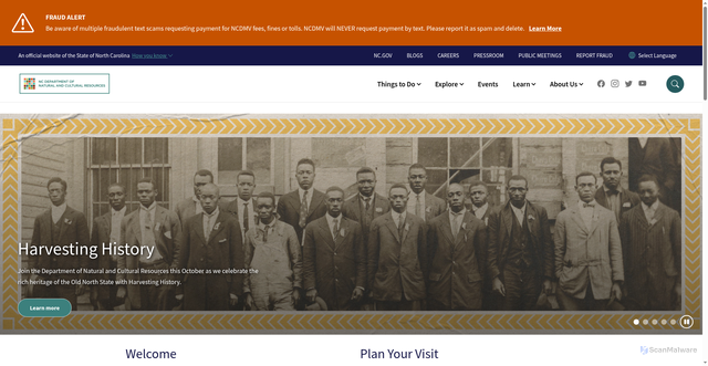 Security scan screenshot of https://www.dncr.nc.gov/