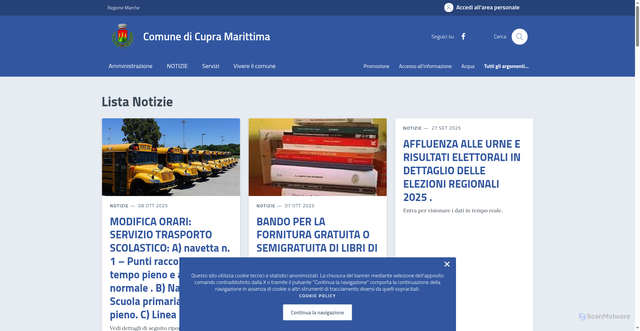 Security scan screenshot of https://comune.cupra-marittima.ap.it/