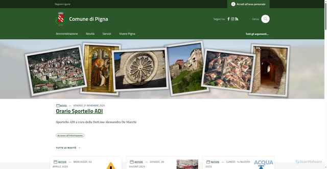 Security scan screenshot of https://www.comune.pigna.im.it/