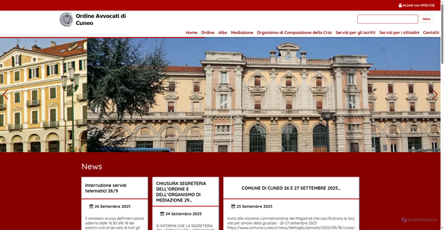 Security scan screenshot of https://www.ordineavvocaticuneo.it/