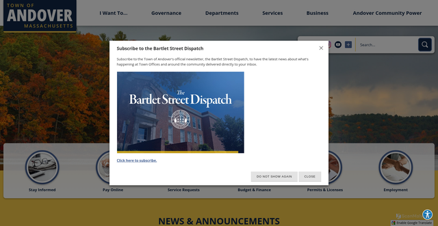 Security scan screenshot of https://andoverma.gov/