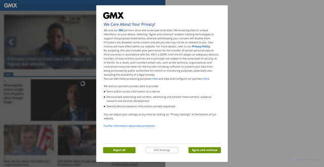 Security scan screenshot of https://www.gmx.us