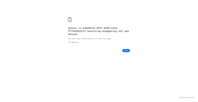 Security scan screenshot of https://b48ddc28-4675-4d48-a41b-ff79460b1c17.bootstrap.msappproxy.net