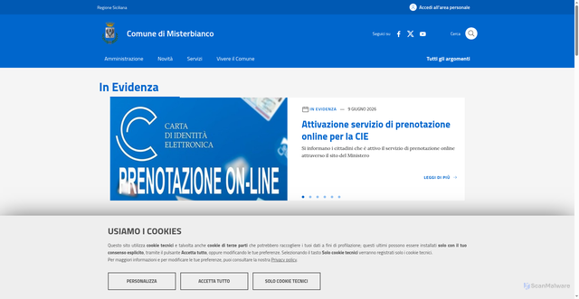 Security scan screenshot of https://www.comune.misterbianco.ct.it
