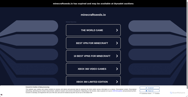 Security scan screenshot of https://minecraftseeds.io