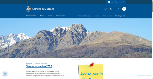 Security scan screenshot of https://www.comune.muzzano.bi.it