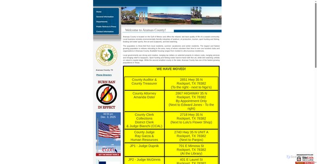 Security scan screenshot of https://aransascountytx.gov/