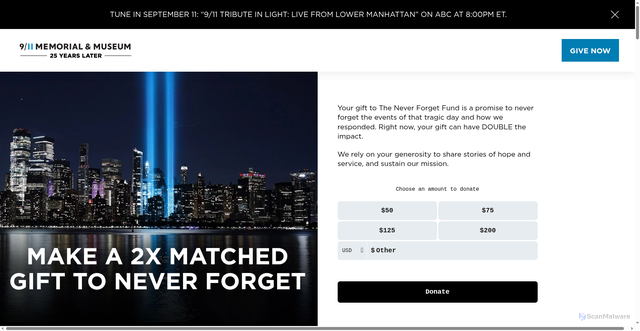 Security scan screenshot of https://neverforget.org/