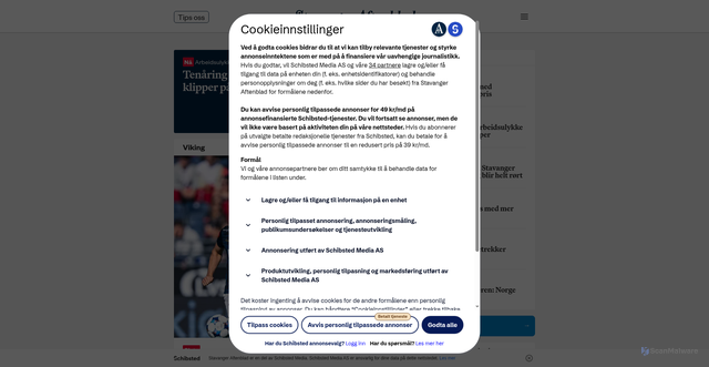 Security scan screenshot of https://aftenbladet.no