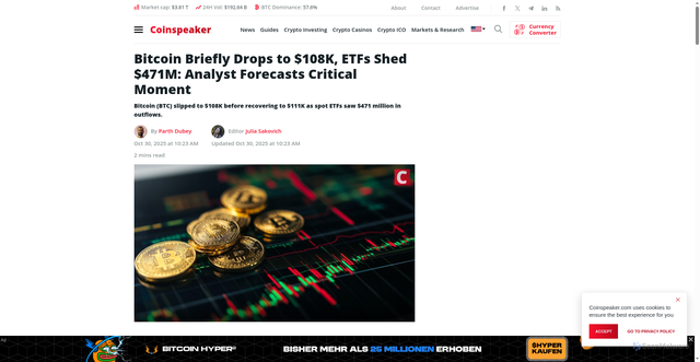 Security scan screenshot of https://www.coinspeaker.com/bitcoin-108k-etf-bleed/