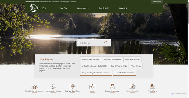 Security scan screenshot of http://www.dickinson-tx.gov/