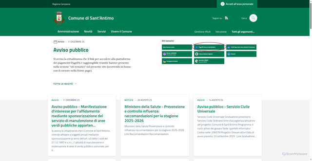 Security scan screenshot of https://www.comune.santantimo.na.it/