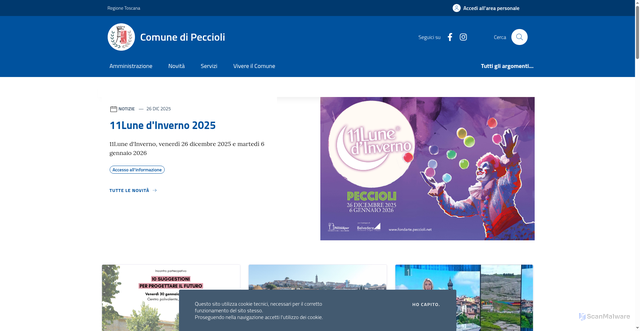 Security scan screenshot of https://www.comune.peccioli.pi.it/