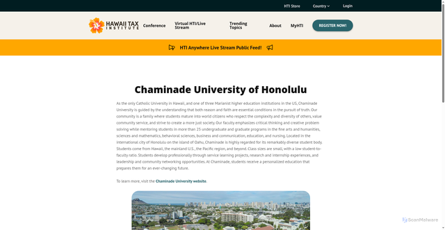 Security scan screenshot of https://hawaiitaxinstitutefoundation.configio.com/page/about---chaminade-university