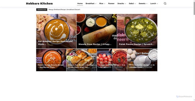 Security scan screenshot of https://hebbarskitchen.com