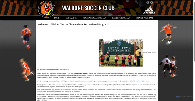 Security scan screenshot of https://www.waldorfsoccer.com/programs/recreational-programs/welcome-to-waldorf-soccer-club-and-our-recreational-program