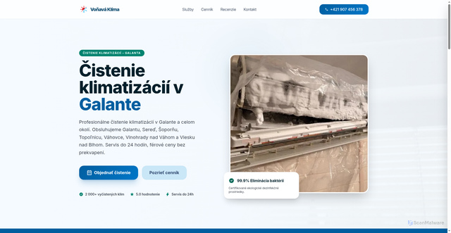 Security scan screenshot of https://vonavaklima.sk/galanta