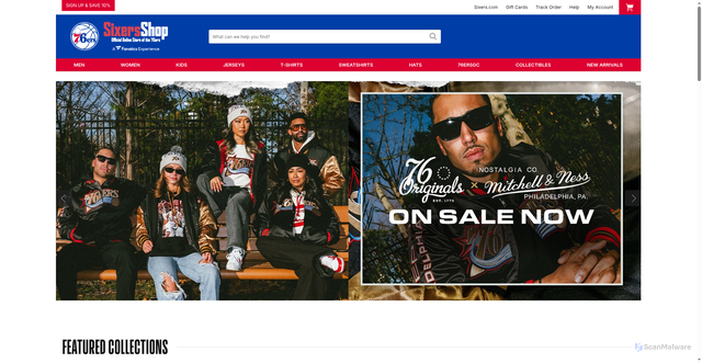 Security scan screenshot of https://www.sixersshop.com/