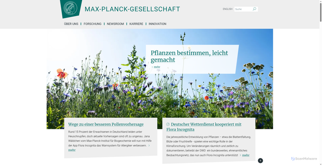 Security scan screenshot of http://www.mpg.de