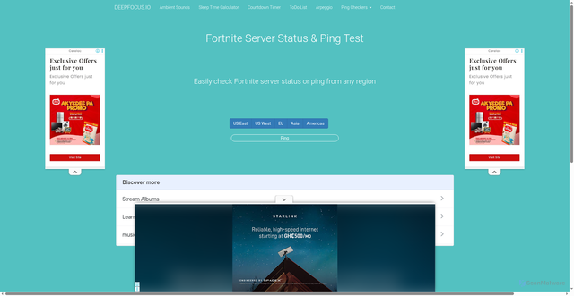 Security scan screenshot of https://deepfocus.io/fortnite_ping.php