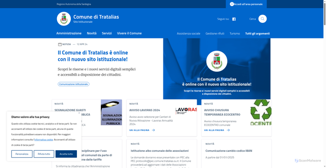 Security scan screenshot of https://comune.tratalias.su.it/