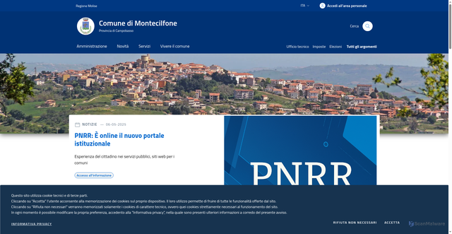 Security scan screenshot of https://www.comune.montecilfone.cb.it/