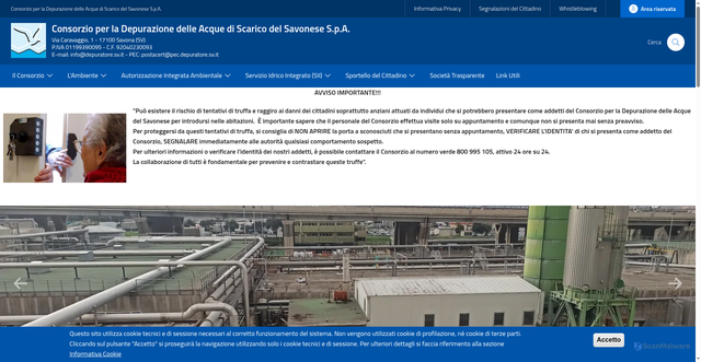 Security scan screenshot of https://www.depuratore.sv.it