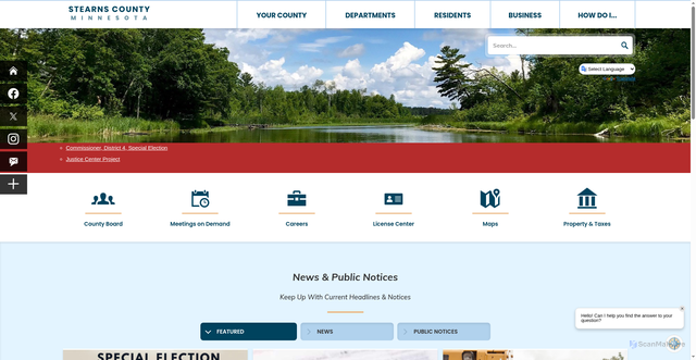 Security scan screenshot of https://www.stearnscountymn.gov/