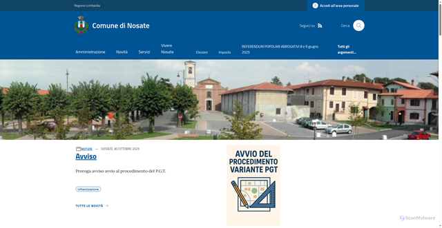 Security scan screenshot of https://www.comune.nosate.mi.it/