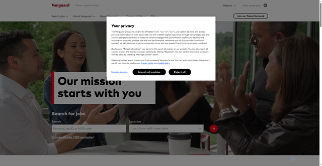 Security scan screenshot of https://www.vanguardjobs.com/