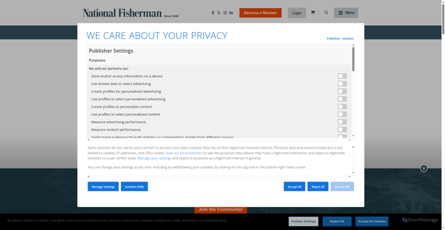Security scan screenshot of https://www.nationalfisherman.com/kennedy-orders-cdc-study-of-potential-offshore-wind-hazards