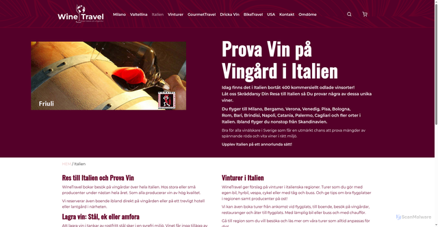 Security scan screenshot of https://winetravel.nu