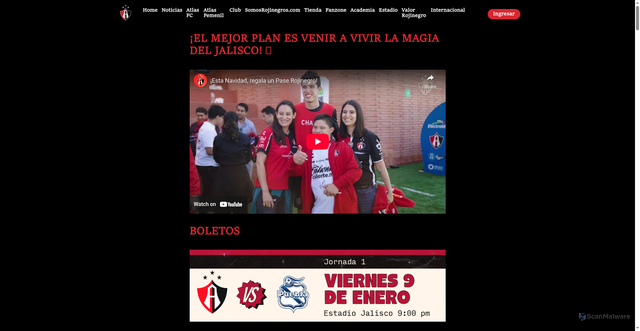 Security scan screenshot of https://www.atlasfc.com.mx/boletos
