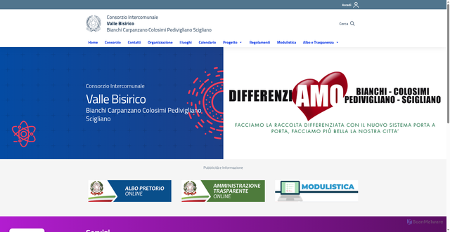 Security scan screenshot of https://www.consorziointercomunalevallebisirico.it