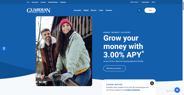 Security scan screenshot of https://www.myguardiancu.com/index