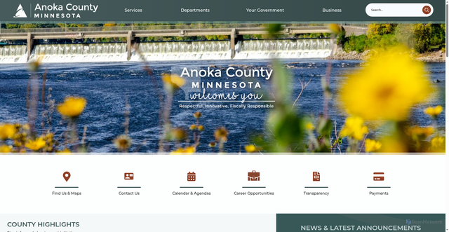 Security scan screenshot of https://anokacountymn.gov/
