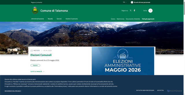 Security scan screenshot of https://www.comune.talamona.so.it